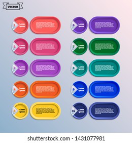 Vector infographic design with colorful circles. Business concept. 10 options, parts, steps. Can be used for graph, diagram, chart, workflow layout, number options, web