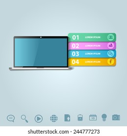 Vector infographic design with computer and different icons