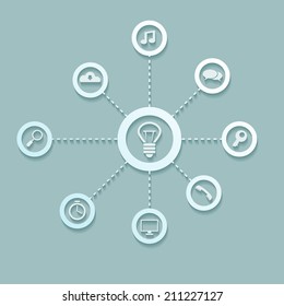 Vector infographic design with different icons on blue background