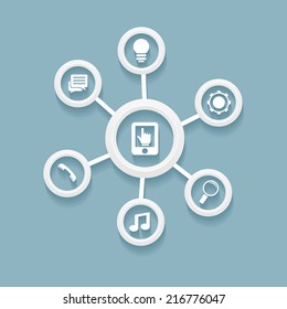 Vector infographic design with different icons on blue background