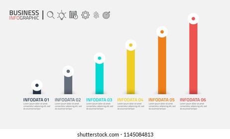 vector infographic design elements with graph. Business concept with 6 steps, options. vector eps10 illustration.