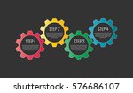 Vector infographic design with four colorful gears on dark background. Infographics for business presentations or information banner. 