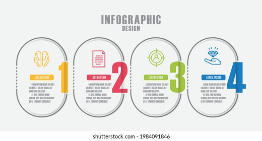 Vector infographic design with icon 4 step. Business concept for presentation.