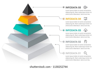 Vector Infographic design with icons and 5 options leves or steps. Infographics for business concept. Can be used for presentations banner, workflow layout, process diagram, flow chart, info graph