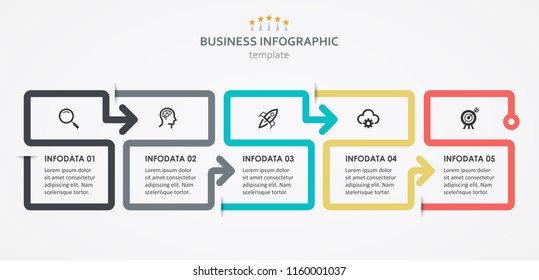 Vector Infographic design with icons and 5 options or steps. Infographics for business concept. Can be used for presentations banner, workflow layout, process diagram, flow chart, info graph