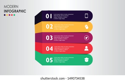 Vector Infographic design with icons and 5 options or steps. Infographics for business concept, presentations banner, process diagram, flow chart, workflow layout, info graph