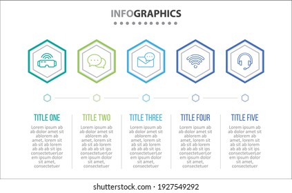 vector Infographic design with icons. 5 options or 5 steps. process diagram, flow chart, info graph, Infographics for business concept, presentations banner, workflow layout.