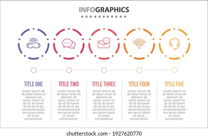 vector Infographic design with icons. 5 options or 5 steps. process diagram, flow chart, info graph, Infographics for business concept, presentations banner, workflow layout.