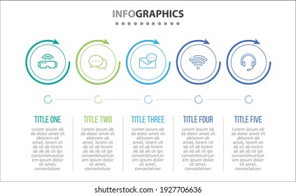 diseño infográfico vectorial con iconos. 5 opciones o 5 pasos. diagrama de procesos, diagrama de flujo, gráfico de información, Infografías para el concepto de negocio, banner de presentaciones, diseño de flujo de trabajo.