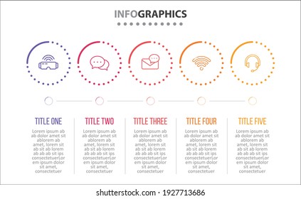 diseño infográfico vectorial con iconos. 5 opciones o 5 pasos. diagrama de procesos, diagrama de flujo, gráfico de información, Infografías para el concepto de negocio, banner de presentaciones, diseño de flujo de trabajo.