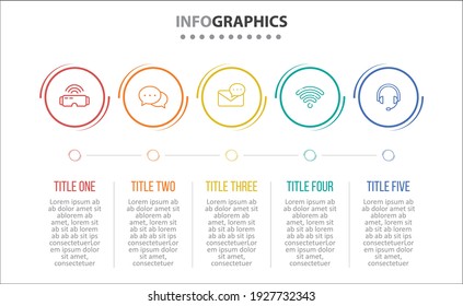 Vector Infographic design with icons. 5 options or 5 steps. process diagram, flow chart, info graph, Infographics for business concept, presentations banner, workflow layout.