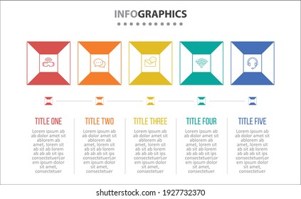Diseño de vectores Infografía con iconos. 5 opciones o 5 pasos. diagrama de procesos, diagrama de flujo, gráfico de información, Infografías para el concepto de negocio, banner de presentaciones, diseño de flujo de trabajo.