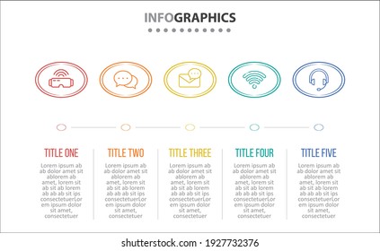 Diseño de vectores Infografía con iconos. 5 opciones o 5 pasos. diagrama de procesos, diagrama de flujo, gráfico de información, Infografías para el concepto de negocio, banner de presentaciones, diseño de flujo de trabajo.