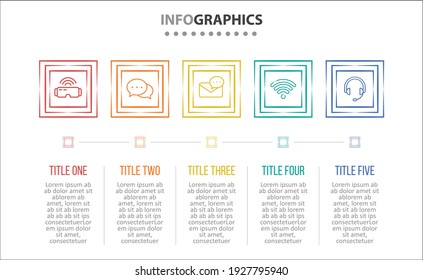 Vector Infographic design with icons. 5 options or 5 steps. process diagram, flow chart, info graph, Infographics for business concept, presentations banner, workflow layout.