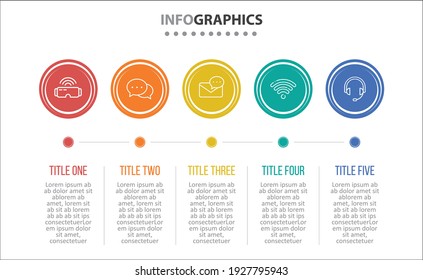 Vector Infographic design with icons. 5 options or 5 steps. process diagram, flow chart, info graph, Infographics for business concept, presentations banner, workflow layout.