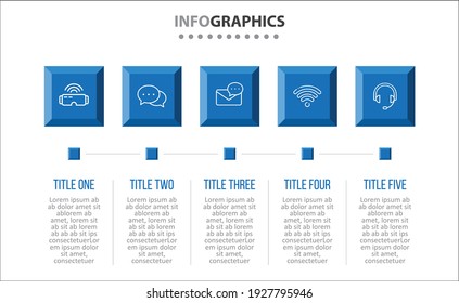 Vector Infographic design with icons. 5 options or 5 steps. process diagram, flow chart, info graph, Infographics for business concept, presentations banner, workflow layout.
