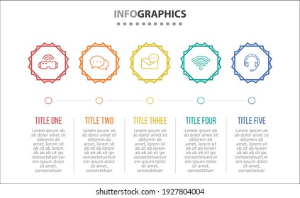Vector Infographic design with icons. 5 options or 5 steps. process diagram, flow chart, info graph, Infographics for business concept, presentations banner, workflow layout.