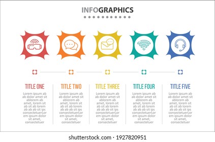 Diseño de vectores Infografía con iconos. 5 opciones o 5 pasos. diagrama de procesos, diagrama de flujo, gráfico de información, Infografías para el concepto de negocio, banner de presentaciones, diseño de flujo de trabajo.