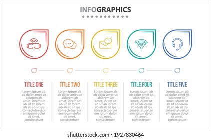 Vector Infographic design with icons. 5 options or 5 steps. process diagram, flow chart, info graph, Infographics for business concept, presentations banner, workflow layout.