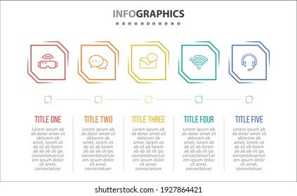 Vector Infographic design with icons. 5 options or 5 steps. process diagram, flow chart, info graph, Infographics for business concept, presentations banner, workflow layout.