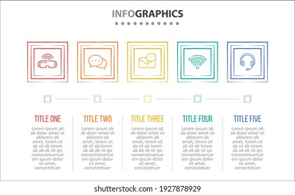 Vector Infographic design with icons. 5 options or 5 steps. process diagram, flow chart, info graph, Infographics for business concept, presentations banner, workflow layout.