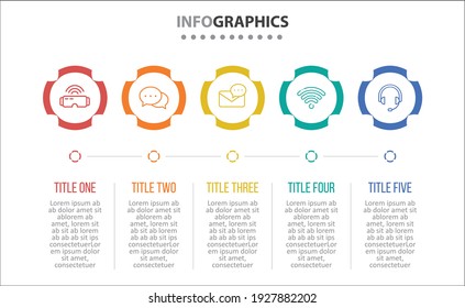 Vector Infographic design with icons. 5 options or 5 steps. process diagram, flow chart, info graph, Infographics for business concept, presentations banner, workflow layout.