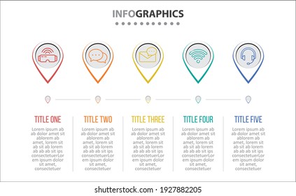 Vector Infographic design with icons. 5 options or 5 steps. process diagram, flow chart, info graph, Infographics for business concept, presentations banner, workflow layout.
