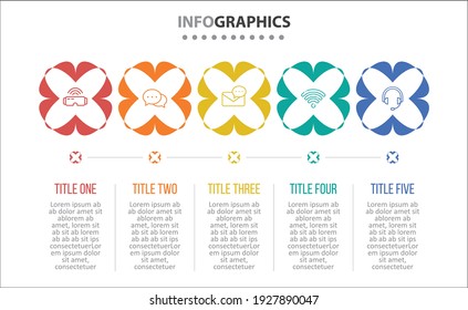 Vector Infographic design with icons. 5 options or 5 steps. process diagram, flow chart, info graph, Infographics for business concept, presentations banner, workflow layout.