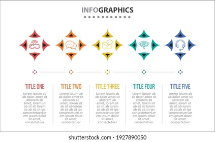 Vector Infographic design with icons. 5 options or 5 steps. process diagram, flow chart, info graph, Infographics for business concept, presentations banner, workflow layout.