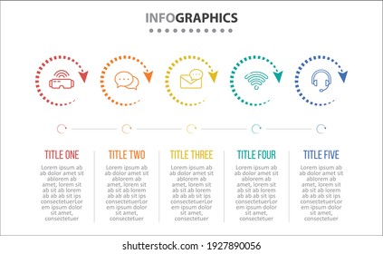 Vector Infographic design with icons. 5 options or 5 steps. process diagram, flow chart, info graph, Infographics for business concept, presentations banner, workflow layout.