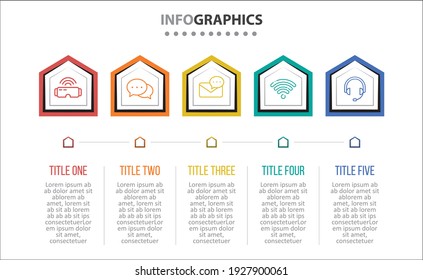Vector Infographic design with icons. 5 options or 5 steps. process diagram, flow chart, info graph, Infographics for business concept, presentations banner, workflow layout.