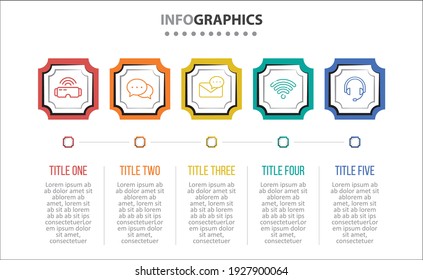 Vector Infographic design with icons. 5 options or 5 steps. process diagram, flow chart, info graph, Infographics for business concept, presentations banner, workflow layout.