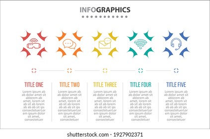 Diseño de vectores Infografía con iconos. 5 opciones o 5 pasos. diagrama de procesos, diagrama de flujo, gráfico de información, Infografías para el concepto de negocio, banner de presentaciones, diseño de flujo de trabajo.