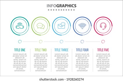 Vector Infographic design with icons. 5 options or 5 steps. process diagram, flow chart, info graph, Infographics for business concept, presentations banner, workflow layout.