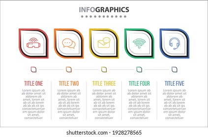 Vector Infographic design with icons. 5 options or 5 steps. process diagram, flow chart, info graph, Infographics for business concept, presentations banner, workflow layout.