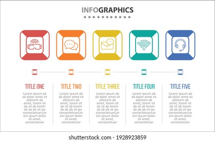 Vector Infographic design with icons. 5 options or 5 steps. process diagram, flow chart, info graph, Infographics for business concept, presentations banner, workflow layout.