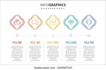 Vector Infographic design with icons. 5 options or 5 steps. process diagram, flow chart, info graph, Infographics for business concept, presentations banner, workflow layout.