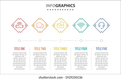 Vector Infographic design with icons. 5 options or 5 steps. process diagram, flow chart, info graph, Infographics for business concept, presentations banner, workflow layout.