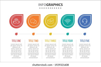 Vector Infographic design with icons. 5 options or 5 steps. process diagram, flow chart, info graph, Infographics for business concept, presentations banner, workflow layout.