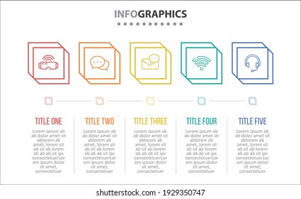 Vector Infographic design with icons. 5 options or 5 steps. process diagram, flow chart, info graph, Infographics for business concept, presentations banner, workflow layout.