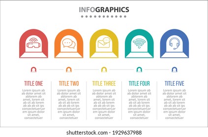 Vector Infographic design with icons. 5 options or 5 steps. process diagram, flow chart, info graph, Infographics for business concept, presentations banner, workflow layout.