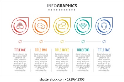 Vector Infographic design with icons. 5 options or 5 steps. process diagram, flow chart, info graph, Infographics for business concept, presentations banner, workflow layout.