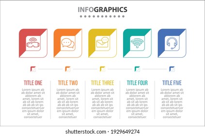 Vector Infographic design with icons. 5 options or 5 steps. process diagram, flow chart, info graph, Infographics for business concept, presentations banner, workflow layout.