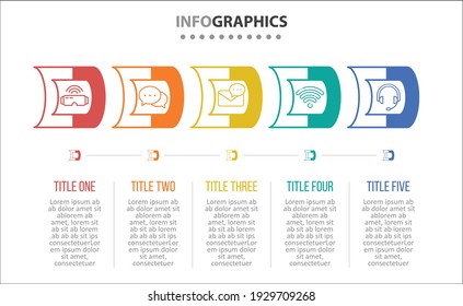 Vector Infographic design with icons. 5 options or 5 steps. process diagram, flow chart, info graph, Infographics for business concept, presentations banner, workflow layout.