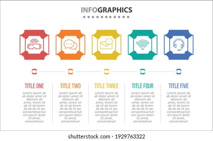 Vector Infographic design with icons. 5 options or 5 steps. process diagram, flow chart, info graph, Infographics for business concept, presentations banner, workflow layout.