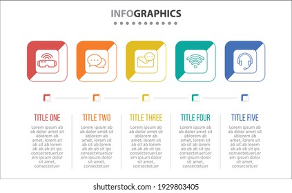 Vector Infographic design with icons. 5 options or 5 steps. process diagram, flow chart, info graph, Infographics for business concept, presentations banner, workflow layout.