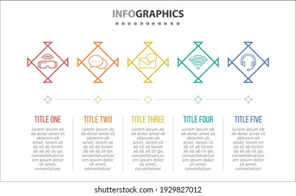 Vector Infographic design with icons. 5 options or 5 steps. process diagram, flow chart, info graph, Infographics for business concept, presentations banner, workflow layout.