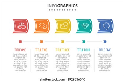 Vector Infographic design with icons. 5 options or 5 steps. process diagram, flow chart, info graph, Infographics for business concept, presentations banner, workflow layout.