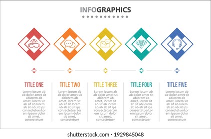 Vector Infographic design with icons. 5 options or 5 steps. process diagram, flow chart, info graph, Infographics for business concept, presentations banner, workflow layout.