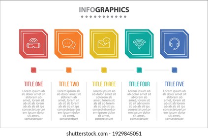 Vector Infographic design with icons. 5 options or 5 steps. process diagram, flow chart, info graph, Infographics for business concept, presentations banner, workflow layout.